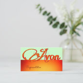 エイボンパーソナライズされたオレンジと赤の美学 名刺 (スタンド正面)