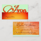 エイボンパーソナライズされたオレンジと赤の美学 名刺 (正面/裏面)