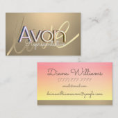 エイボンパーソナライズされた金ゴールド 名刺 (正面/裏面)