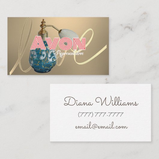 エイボンパーソナライズされた金ゴールド 名刺 (正面/裏面)