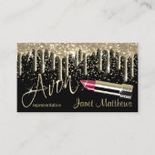 エイボン代表 – ブラックと金ゴールドドリップ 名刺 (正面)