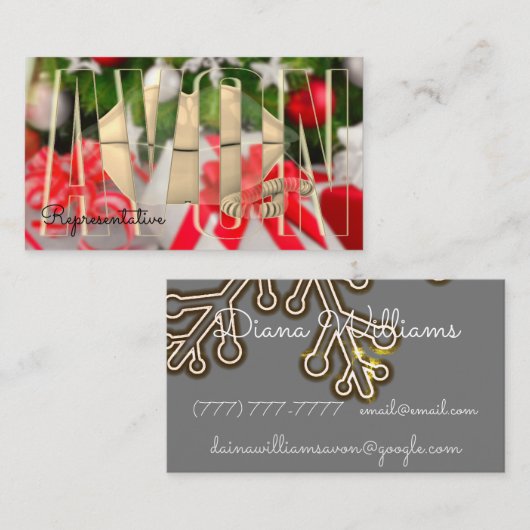 エイボン·クリスマスパーソナライズされたの美学 名刺 (正面/裏面)