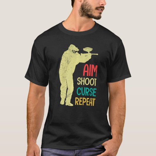 エイミング射撃、 発砲スウェアリング再びペイントボール Tシャツ (正面)