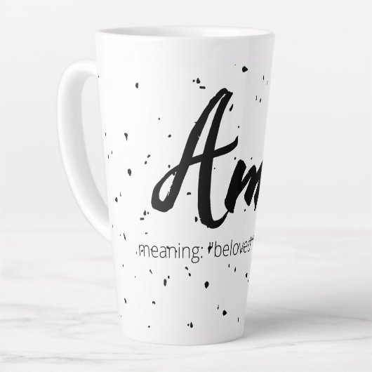 エイミー名意味ウーメンズマグミニマル白黒 カフェラテマグ (左アングル)