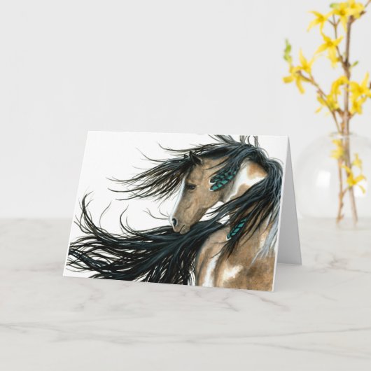 エイミー・リン・ビールによる『セレニティ ホース』お誕生日おめでとうございます カード (黄色い花)