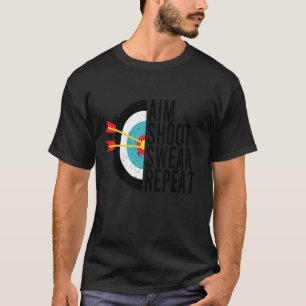 エイムシュートウアーチェリーおもしろい弓矢のアークを繰り返す Tシャツ
