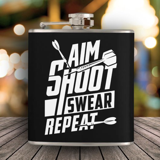 エイムシュートSwear Repeat おもしろい Dart Flask 6oz. フラスク