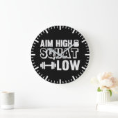 エイムハイスクアットロージムトレーニング やる気を起こさせる ラージ壁時計 (ホーム)