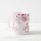 エイムハイピンク金ゴールドグリッターユニコーン顔女子 コーヒーマグカップ (正面左)