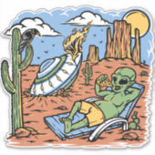 エイリアンおもしろいが砂漠のチリのピザに墜落した シール (正面)