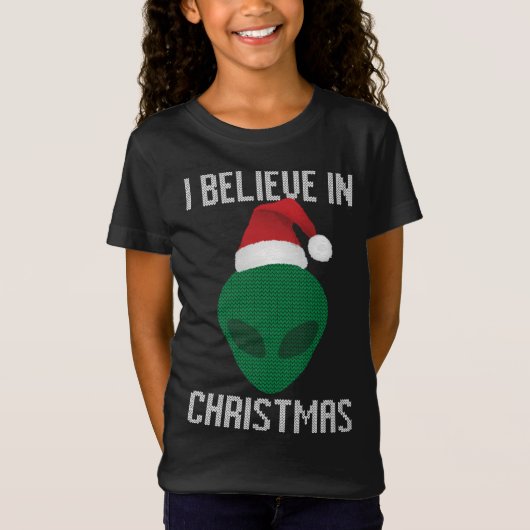 エイリアンおもしろいの醜いクリスマスセーターパーティー Tシャツ (正面)