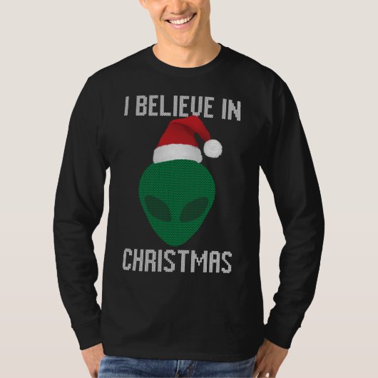 エイリアンおもしろいの醜いクリスマスセーターパーティー Tシャツ (正面)