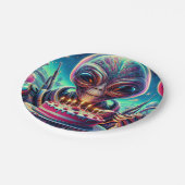 エイリアンおもしろいをテーマにした誕生日パーティー ペーパープレート (アングル)