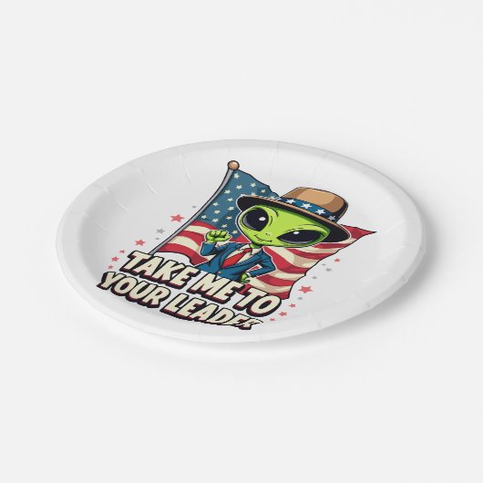 エイリアンおもしろいアメリカ愛国者のリーダーに私を連れて行く ペーパープレート (アングル)