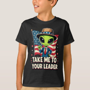 エイリアンおもしろいアメリカ愛国者のリーダーに私を連れて行く Tシャツ