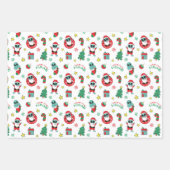 エイリアンおもしろいサンタクロースクリスマスクリスマス ラッピングペーパーシート (正面3)