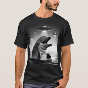 エイリアンおもしろいドルフィンUfo Racoon Selfie With Ufos Tシャツ