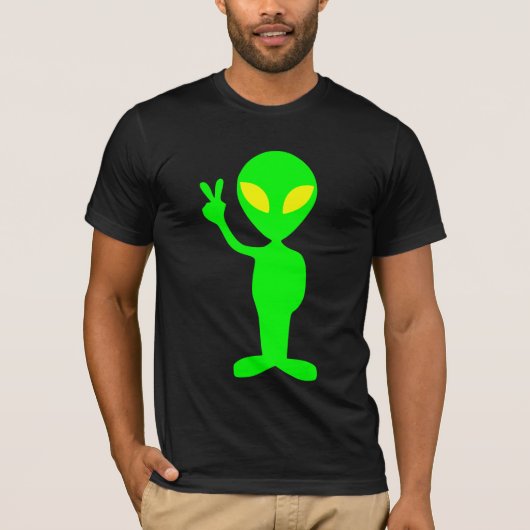 エイリアンおもしろいピースTシャツ Tシャツ (正面)