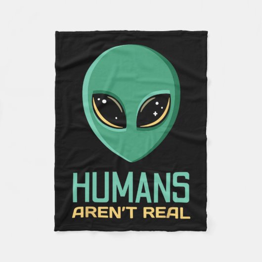 エイリアンおもしろい人間は可愛い実在Ufoエイリアン頭 フリースブランケット (正面)