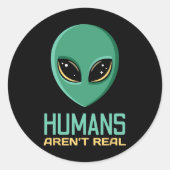 エイリアンおもしろい人間は可愛い実在Ufoエイリアン頭 ラウンドシール (正面)