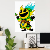 エイリアンおもしろい漫画の生き物 | AI Art ポスター (ホームオフィス)