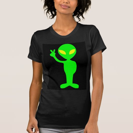 エイリアンおもしろいUFO黒Tシャツティー Tシャツ (正面)