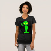 エイリアンおもしろいUFO黒Tシャツティー Tシャツ (正面フル)