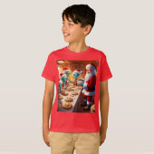 エイリアンがサンタさんのお菓子作りを手伝う Tシャツ (正面フル)