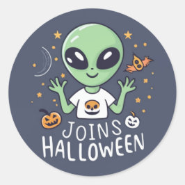 エイリアンがハロウィーンステッカーに参加 ラウンドシール