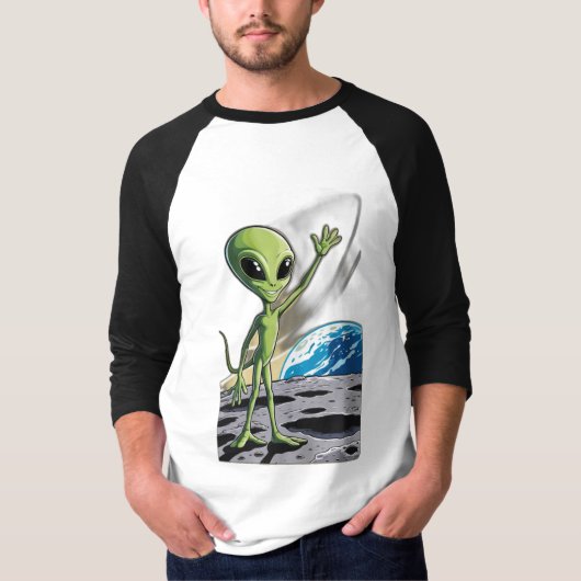 エイリアンがフレンドリー手を振る Tシャツ (正面)