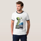 エイリアンがフレンドリー手を振る Tシャツ (正面フル)