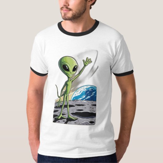 エイリアンがフレンドリー手を振る Tシャツ (正面)