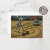 エイリアンがミステリーサークルおもしろいSFアートを作る ノートカード (正面/裏面インサイチュ)