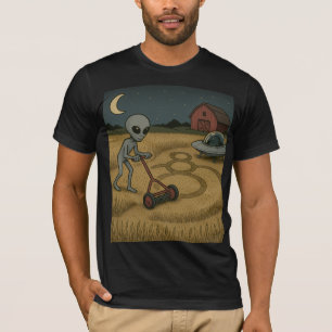 エイリアンがミステリーサークルおもしろいSFアートを作る Tシャツ