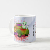 エイリアンが運転する車 コーヒーマグカップ (正面左)