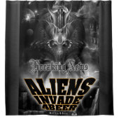 エイリアンが4ビール銀河系攻撃に侵入 シャワーカーテン (正面)