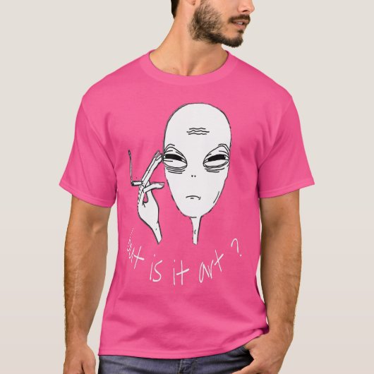 エイリアンがItアートおもしろい喫煙エイリアン Tシャツ (正面)