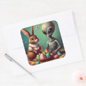 エイリアンとイースターバニーキッチュヴィンテージ絵を描ズ スクエアシール (封筒)