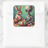 エイリアンとイースターバニーキッチュヴィンテージ絵を描ズ スクエアシール (バッグ)