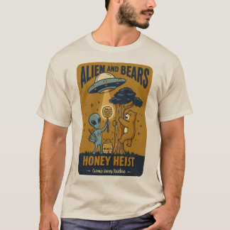 エイリアンとクマ – Honey Heist Tシャツ