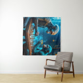 エイリアンとサル遊のチェスとコーヒー タペストリー (インサイチュ(横))