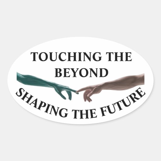 エイリアンと人間 楕円形シール (正面)