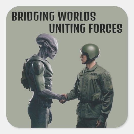 エイリアンと兵士のステッカーセット スクエアシール (正面)