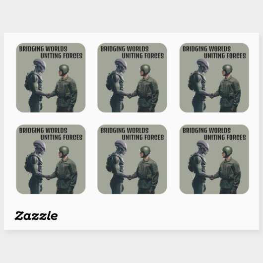 エイリアンと兵士のステッカーセット スクエアシール (シート)