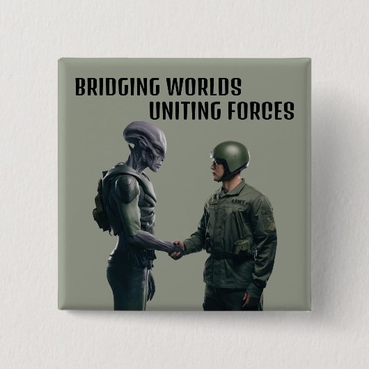 エイリアンと兵士 缶バッジ (正面)