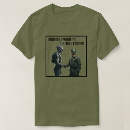 エイリアンと兵士 Tシャツ (デザイン正面)