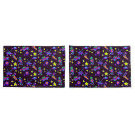 エイリアンと宇宙の星プリント子供 枕カバー