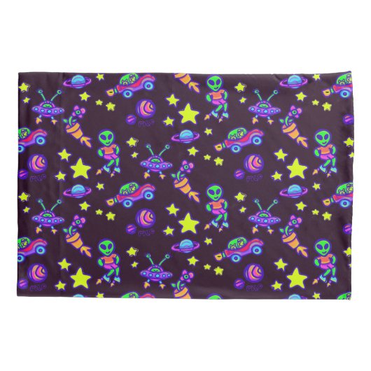 エイリアンと宇宙の星プリント子供 枕カバー (裏面-左)