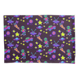 エイリアンと宇宙の星プリント子供 枕カバー