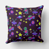 エイリアンと宇宙の星プリント クッション (裏面)